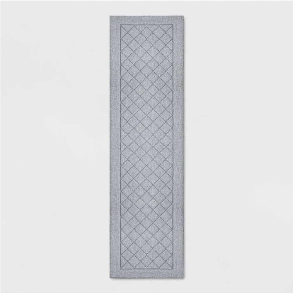 Threshold Gray Runner Rug 24x84 Washable Skid Resistant NWT